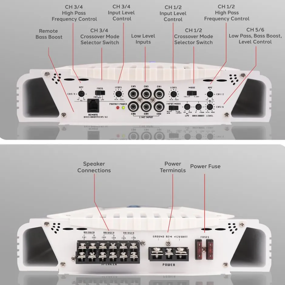 6-Channel Marine Amplifier, Waterproof, 2000W, MOSFET Power Supply<Pyle Discount