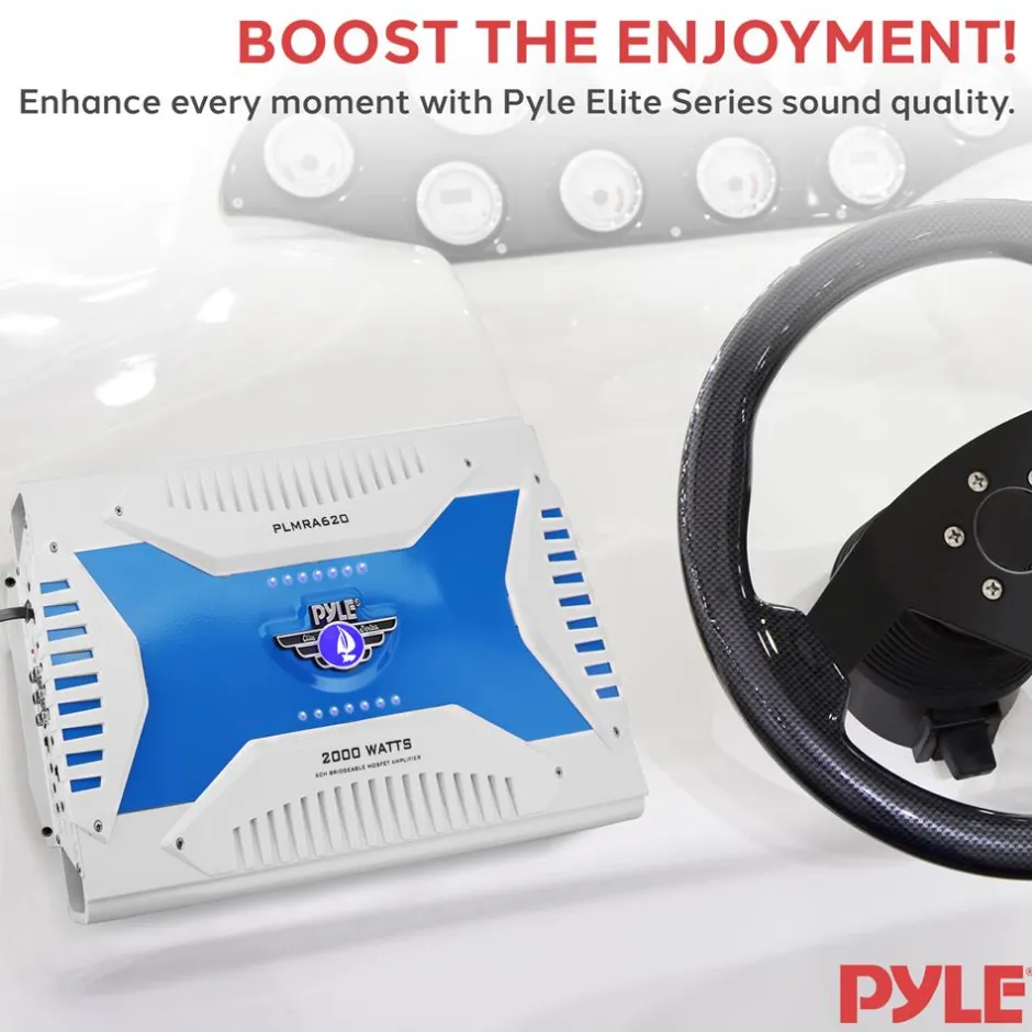 6-Channel Marine Amplifier, Waterproof, 2000W, MOSFET Power Supply<Pyle Discount