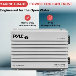 2-Channel Marine Amplifier 400W Waterproof Dual MOSFET Power Supply<Pyle Clearance