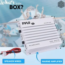 4-Channel Marine Amplifier 400W Waterproof Dual MOSFET Power Supply<Pyle Outlet