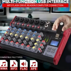 8-Channel Wireless DJ Mixer - Bluetooth Streaming, USB, +48V Phantom Power<Pyle New