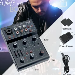 3-Channel Wireless DJ Mixer - Bluetooth 5.0, USB Interface, Phantom Power<Pyle Clearance
