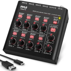 8-Channel Wireless Mixer, Low Noise, USB Sound Card, Compact Size<Pyle New