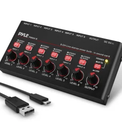 6-Channel Wireless Mixer, Low Noise, USB Sound Card, Compact Size<Pyle Clearance
