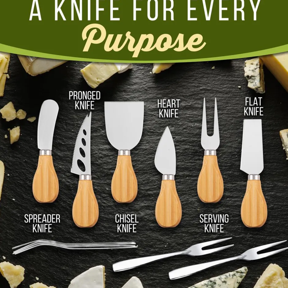Charcuterie Board Set - Extra Large Bamboo with 6 Knives & Forks<NutriChef Clearance