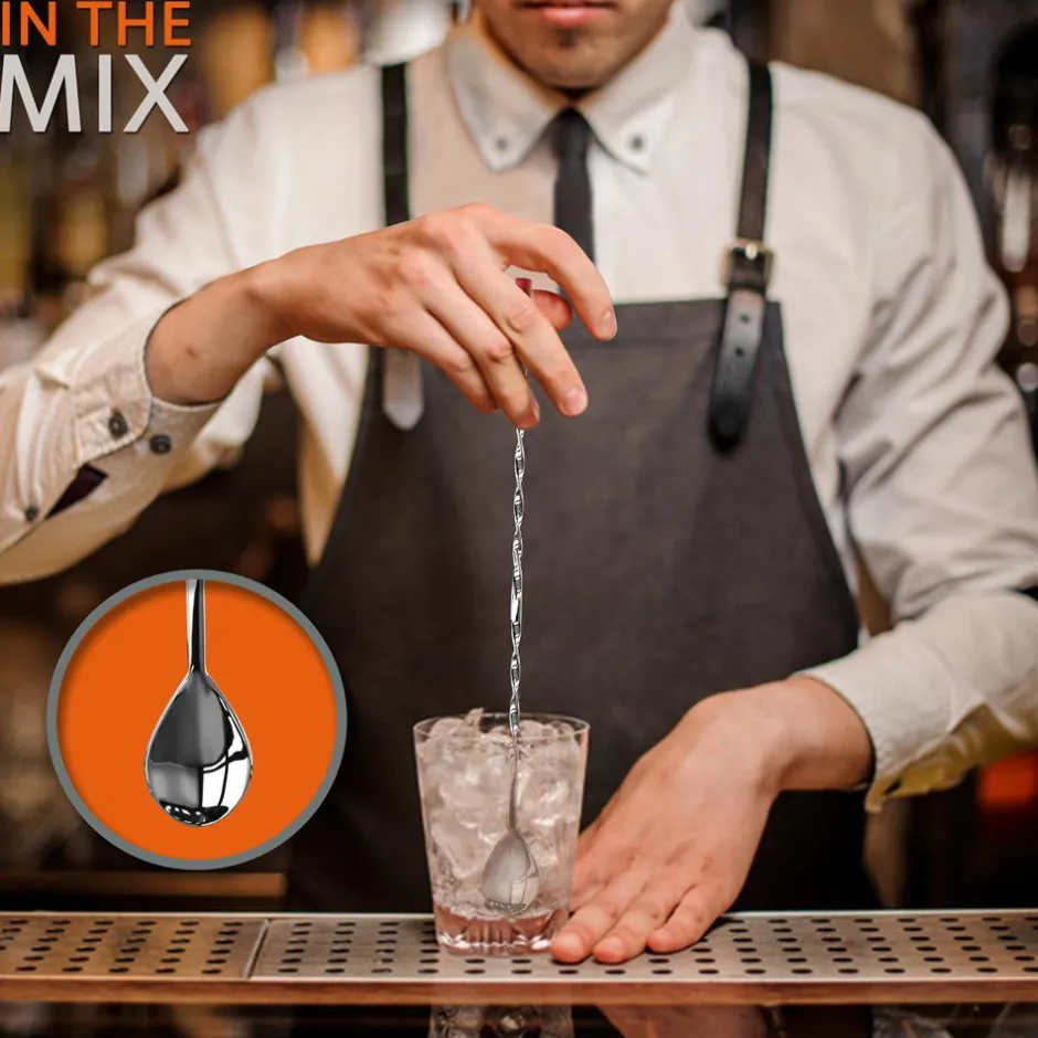 Cocktail Shaker Set 15 Pcs - Stainless Steel, Dishwasher Safe, Silver<NutriChef Online