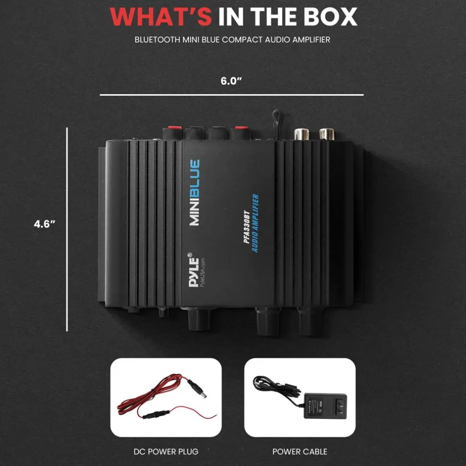 Compact Mini Bluetooth Audio Amplifier with Mic Input<Pyle Discount