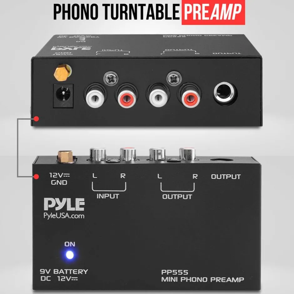 Compact Phono Turntable Preamp with RCA & 1/4'' Outputs<Pyle Best