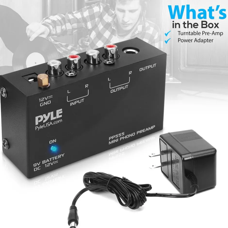 Compact Phono Turntable Preamp with RCA & 1/4'' Outputs<Pyle Best