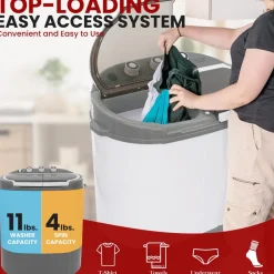 Compact Washer Dryer Combo, Space-Saving, 11lbs Capacity, Gray<Pure Clean Online
