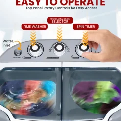 Compact Washer Dryer Combo, Space-Saving, 11lbs Capacity, Gray<Pure Clean Online