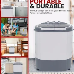 Compact Washer Dryer Combo, Space-Saving, 11lbs Capacity, Gray<Pure Clean Online