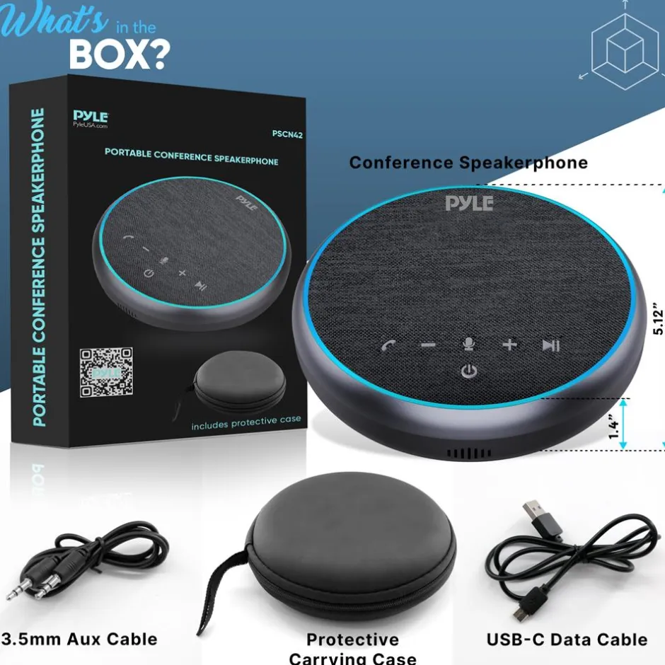 Conference Speakerphone Noise-Canceling Bluetooth HD Voice USB-C<Pyle New