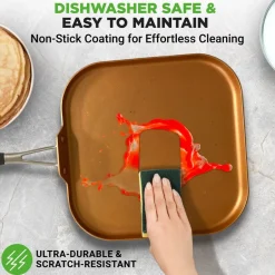 Copper Griddle Pan Non-Stick Coating Silicone Handle<NutriChef Discount