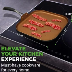 Copper Griddle Pan Non-Stick Coating Silicone Handle<NutriChef Discount
