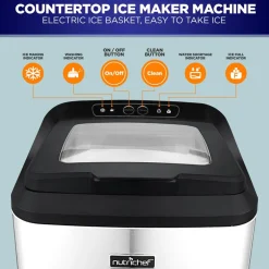 Countertop Nugget Ice Maker - Fast 26 lbs/Day, Stainless Steel<NutriChef Outlet