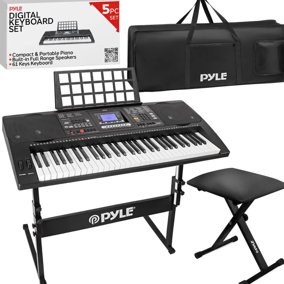 Digital Karaoke Piano 61-Key Portable with Speakers & Waterproof Case<Pyle Online