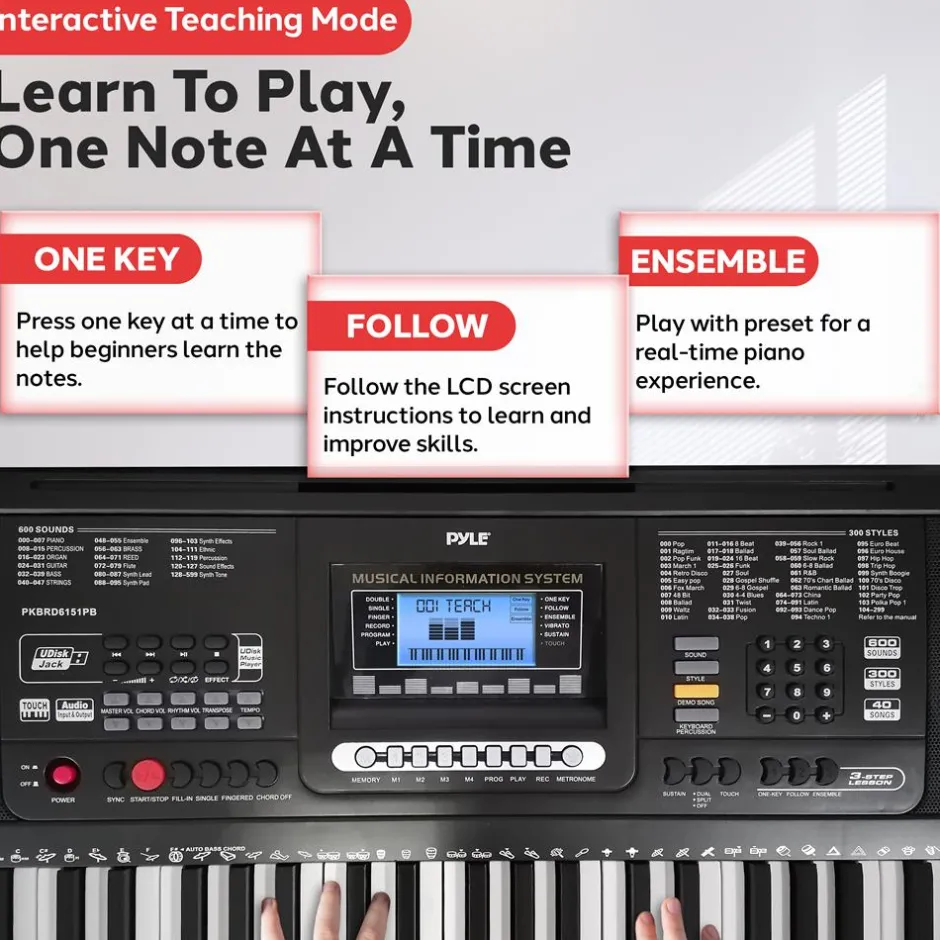 Digital Karaoke Piano 61-Key Portable with Speakers & Waterproof Case<Pyle Online