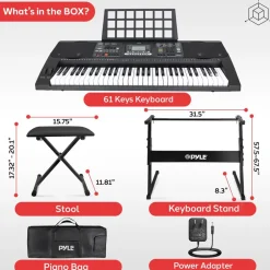 Digital Karaoke Piano 61-Key Portable with Speakers & Waterproof Case<Pyle Online