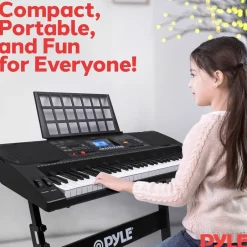 Digital Karaoke Piano 61-Key Portable with Speakers & Waterproof Case<Pyle Online