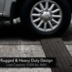 Driveway Curb Ramp - 11,000 lb Capacity, Heavy Duty Rubber, 4 ft Length<Pyle New