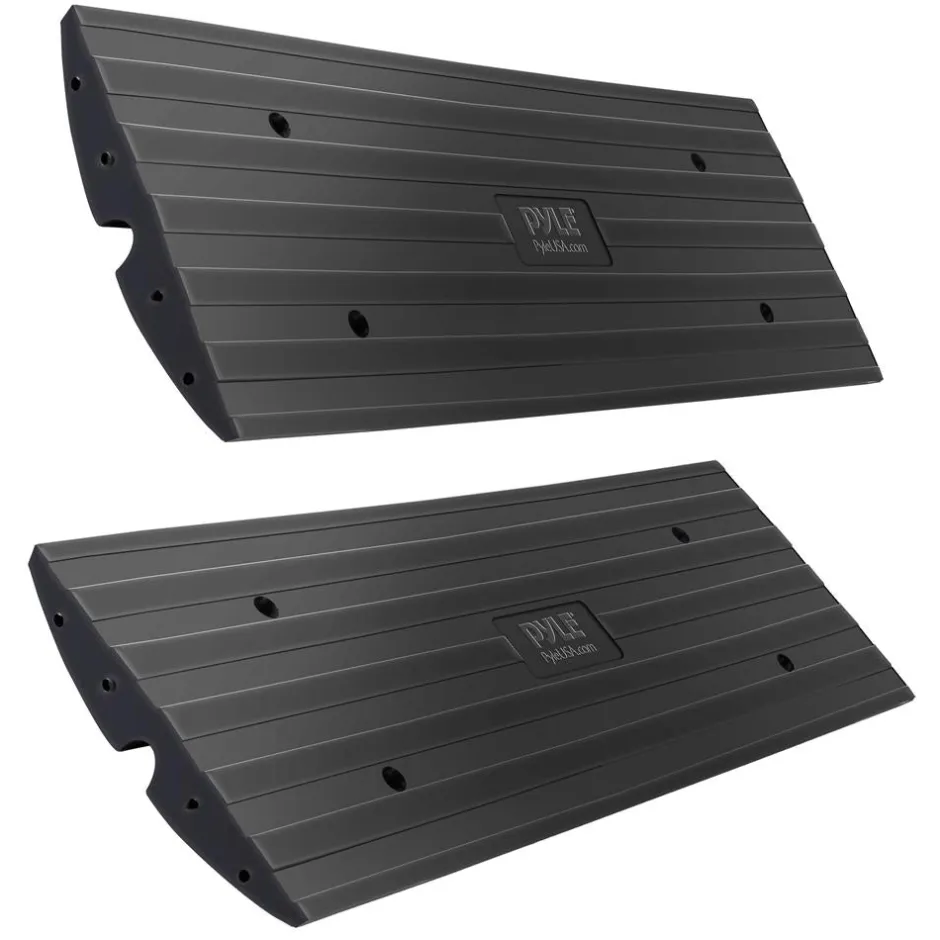Driveway Curb Ramps 11,000lb Capacity Heavy Duty Rubber 4ft 2pc Set<Pyle Best