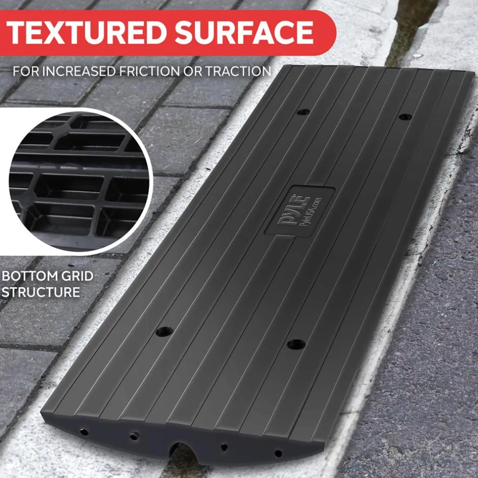 Driveway Curb Ramps 11,000lb Capacity Heavy Duty Rubber 4ft 2pc Set<Pyle Best