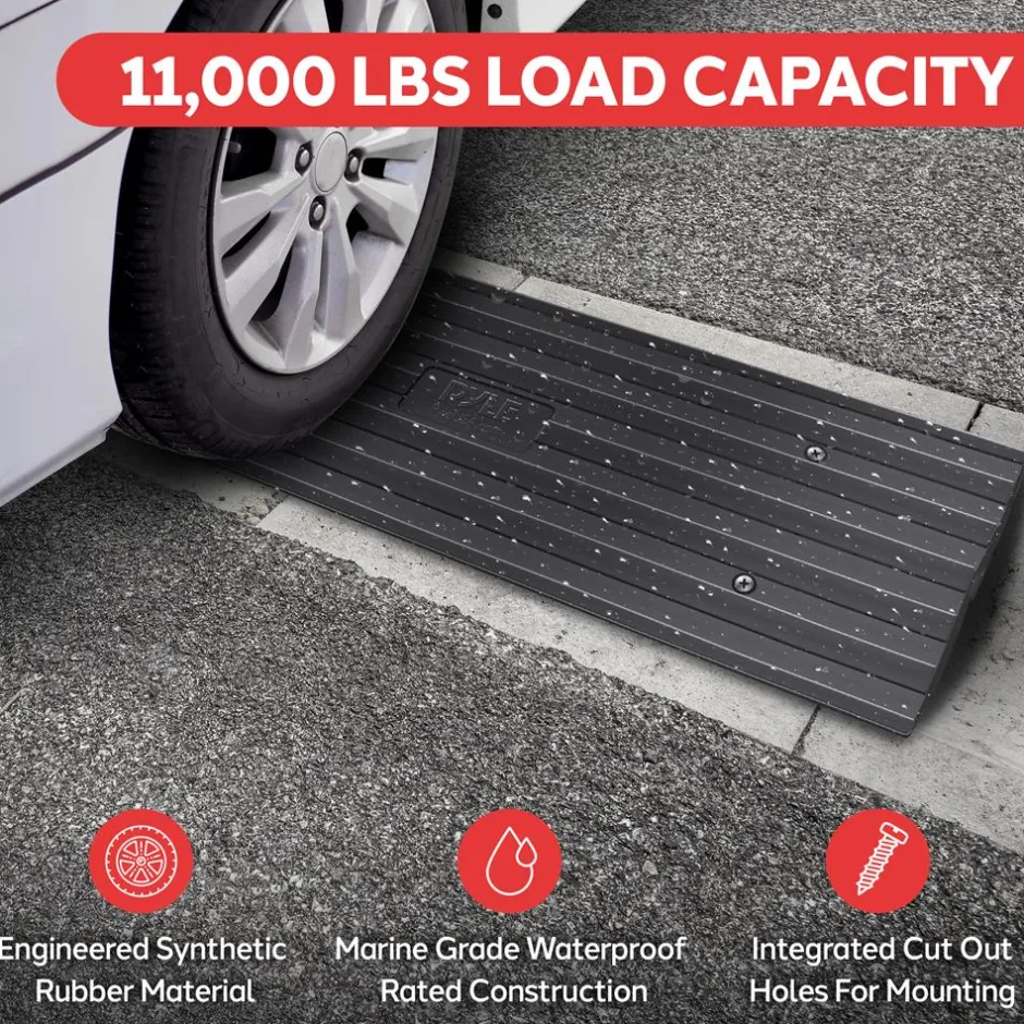 Driveway Curb Ramps 11,000lb Capacity Heavy Duty Rubber 4ft 2pc Set<Pyle Best