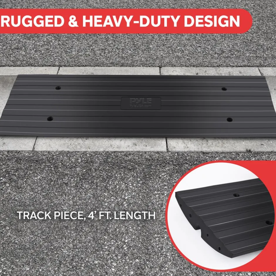Driveway Curb Ramps 11,000lb Capacity Heavy Duty Rubber 4ft 2pc Set<Pyle Best