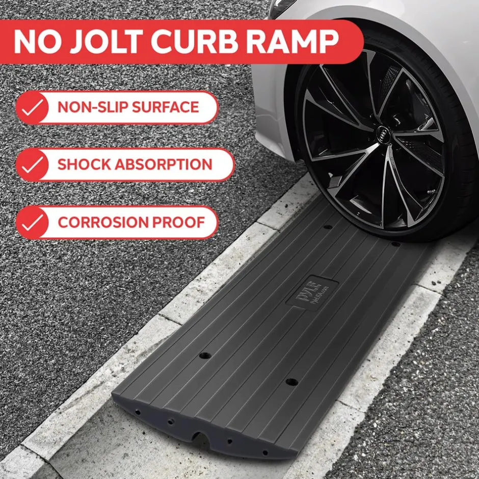 Driveway Curb Ramps 11,000lb Capacity Heavy Duty Rubber 4ft 2pc Set<Pyle Best