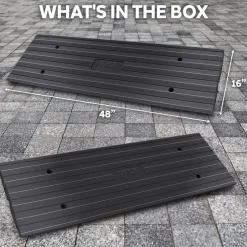 Driveway Curb Ramps 11,000lb Capacity Heavy Duty Rubber 4ft 2pc Set<Pyle Best
