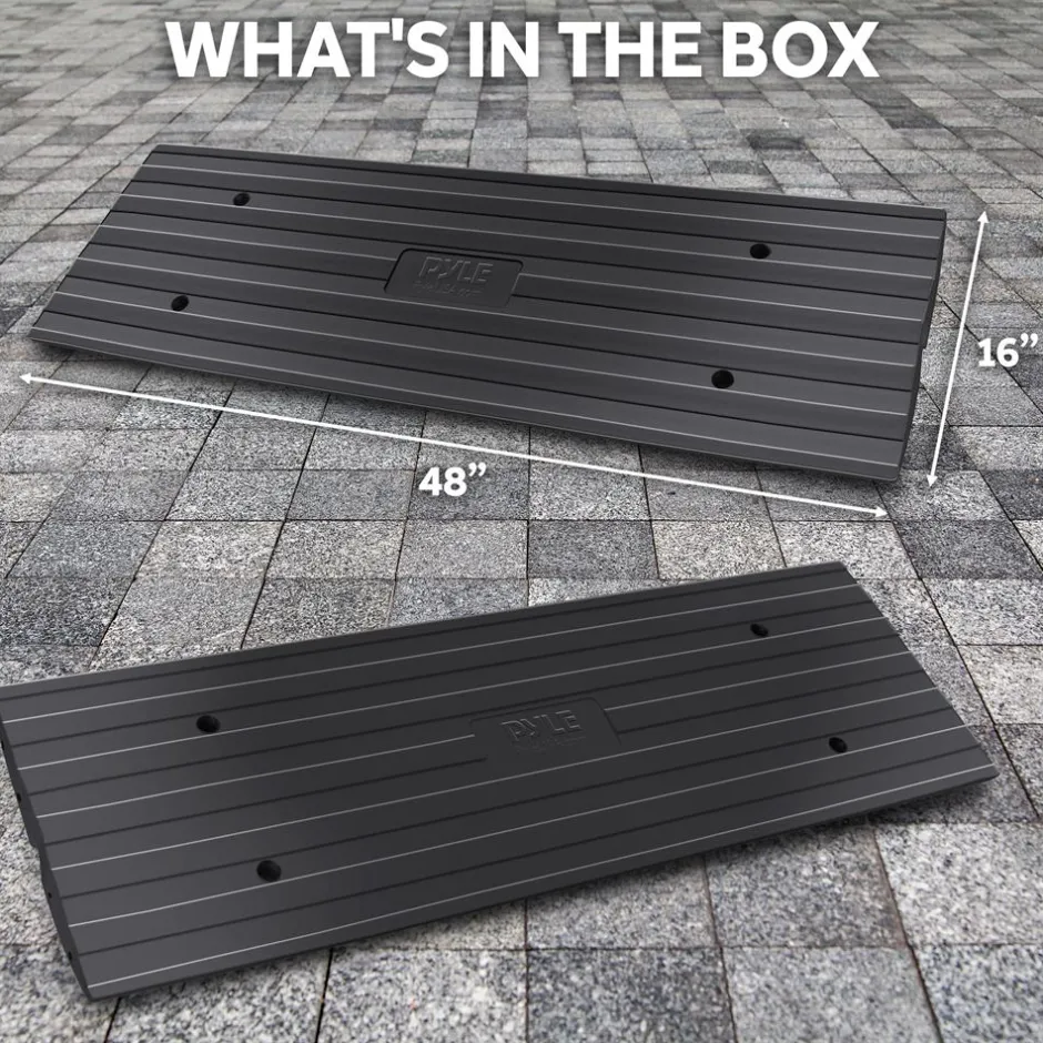 Driveway Curb Ramps 11,000lb Capacity Heavy Duty Rubber 4ft 2pc Set<Pyle Best