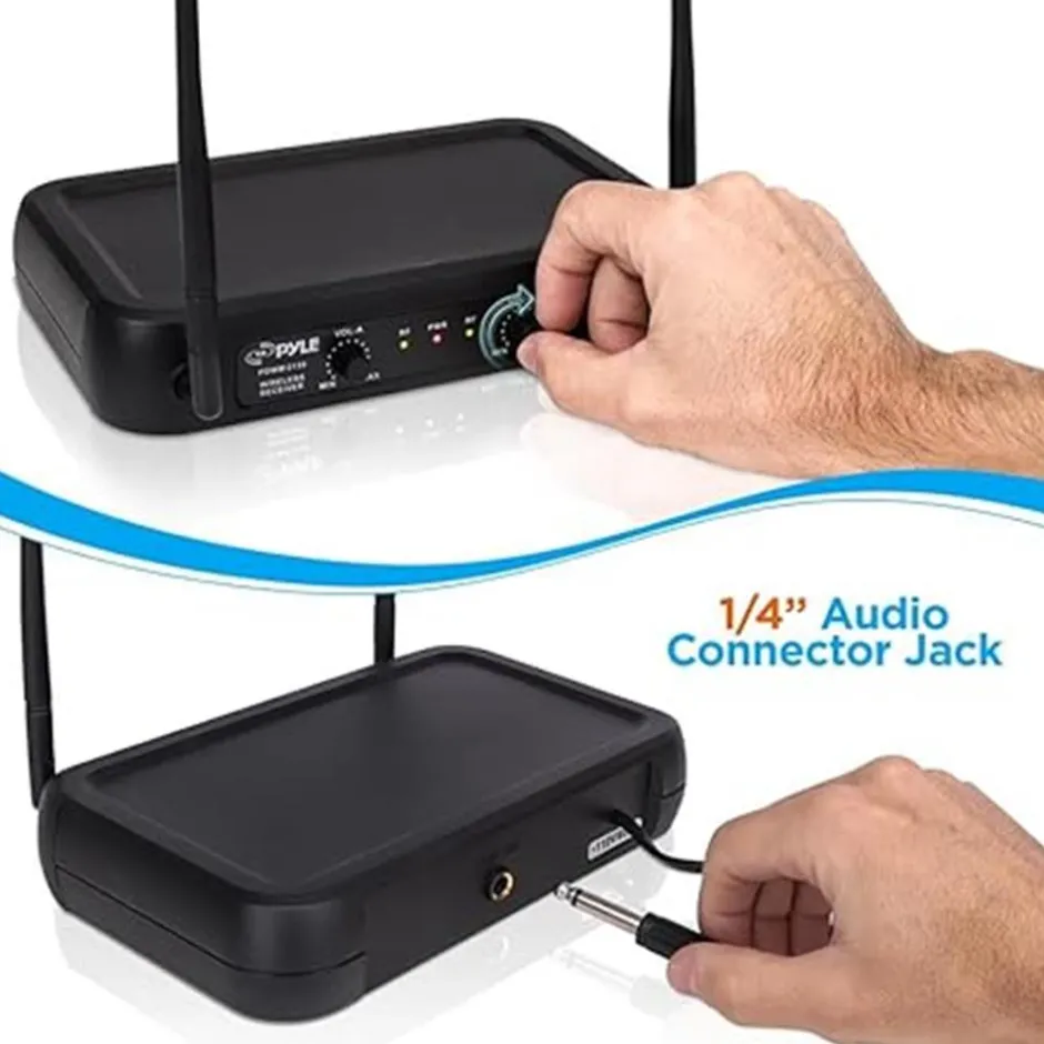 Dual Channel Wireless Mic System - Clear Sound, Adjustable Volume, VHF<Pyle Discount