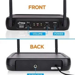 Dual Channel Wireless Mic System - Clear Sound, Adjustable Volume, VHF<Pyle Discount