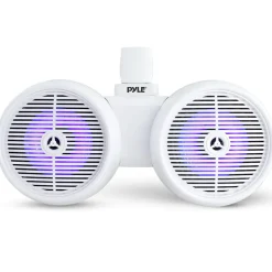 Dual Marine Speakers 300W Waterproof LED 8" White<Pyle Outlet