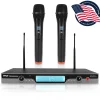 Dual UHF Wireless Microphone System 200' Range LCD Display Rack Mountable<Pyle Discount