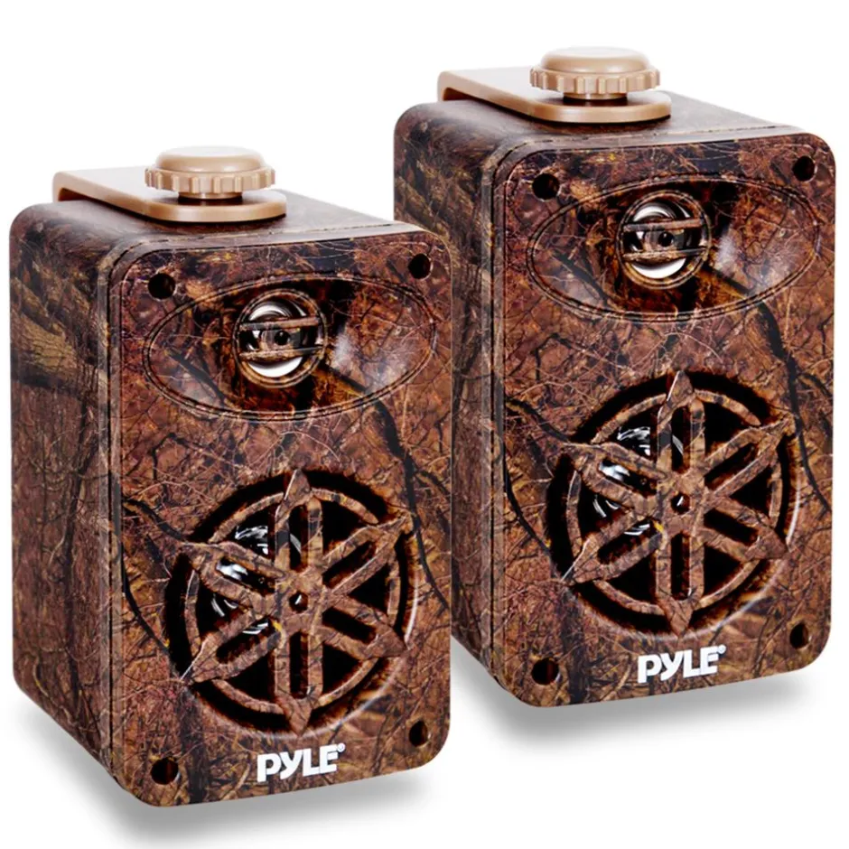 Dual Waterproof Outdoor Speakers - Weatherproof 3-Way Camo Design<Pyle