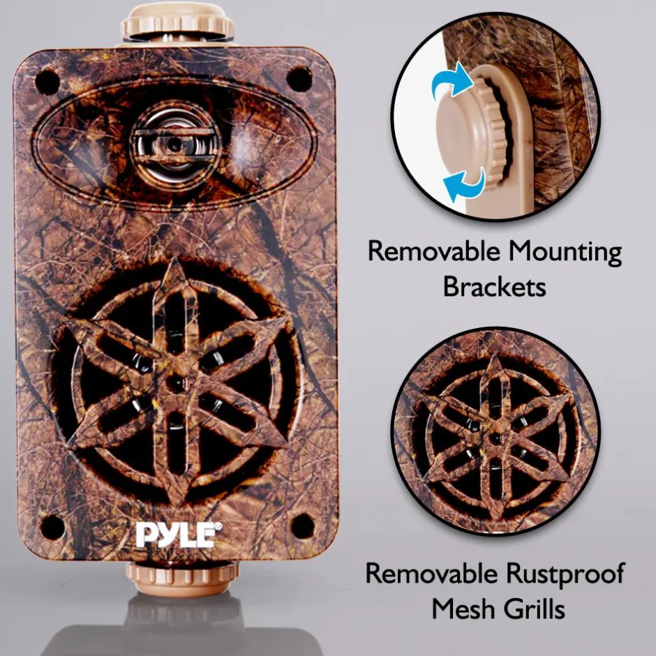 Dual Waterproof Outdoor Speakers - Weatherproof 3-Way Camo Design<Pyle