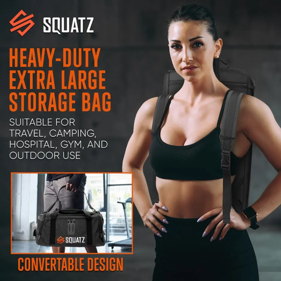 Duffle Bag with USB Port, Tear-Resistant Polyester, Extra Large, Black<SQUATZ Online