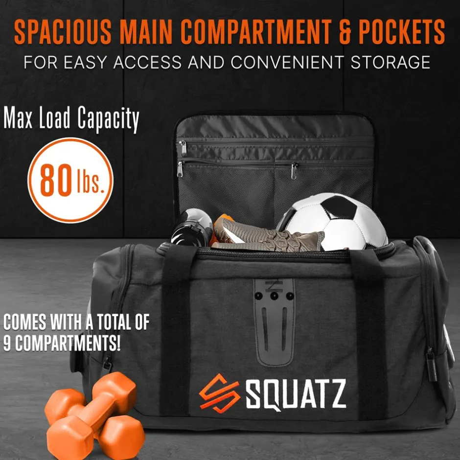 Duffle Bag with USB Port, Tear-Resistant Polyester, Extra Large, Black<SQUATZ Online