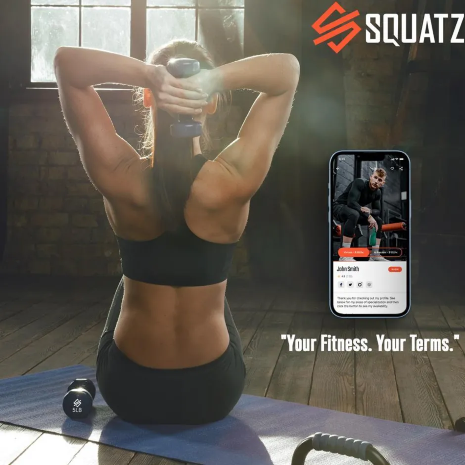 Dumbbell Set with Stand, Anti-Slip Neoprene Coated, Gray/Black/Orange<SQUATZ Clearance