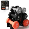 Dumbbell Set with Stand, 20lbs Neoprene Coated, Anti-Slip, Gray/Black/Orange<SQUATZ Sale