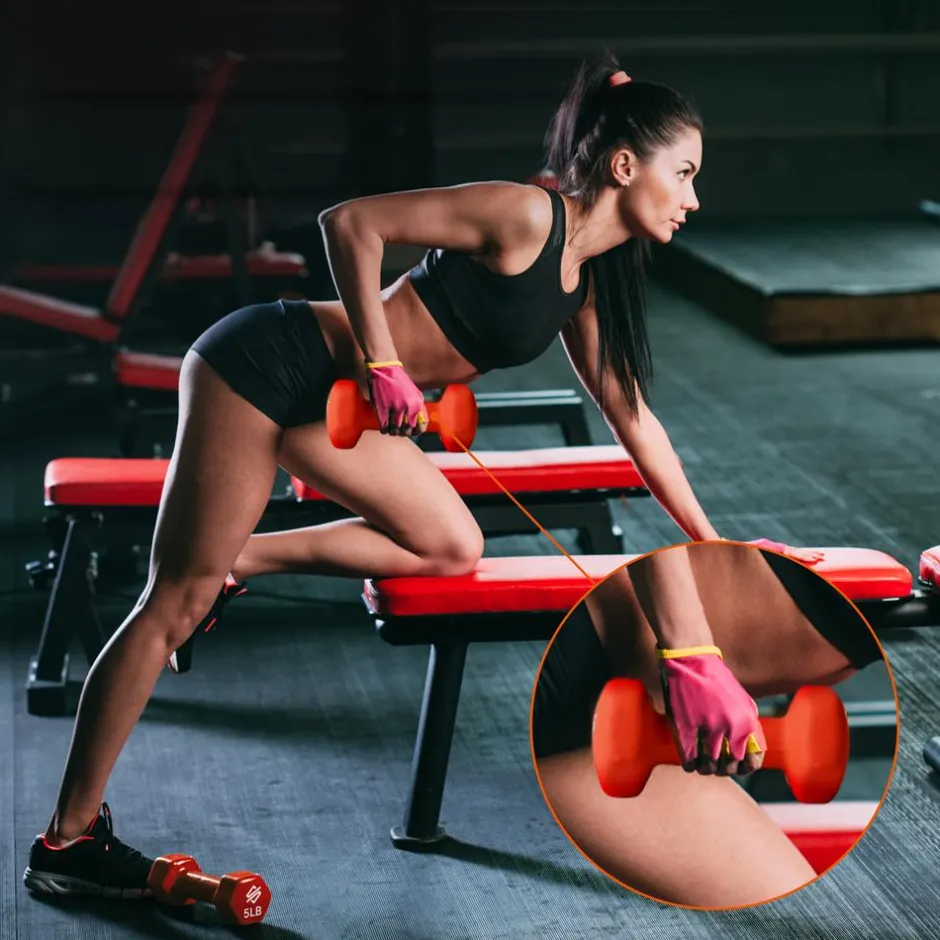 Dumbbell Set with Stand, 20lbs Neoprene Coated, Anti-Slip, Gray/Black/Orange<SQUATZ Sale