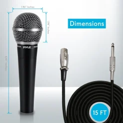 Dynamic Handheld Microphone - High Output, Zinc Alloy, Includes 15ft Cable<Pyle New