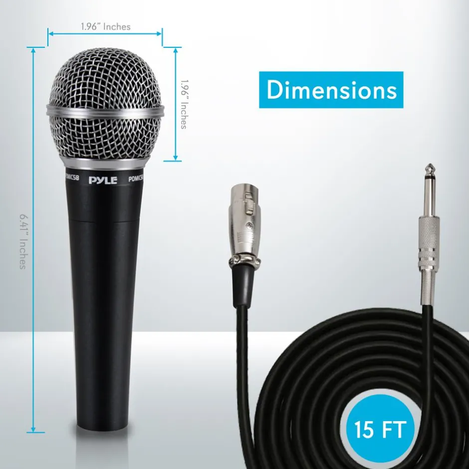 Dynamic Handheld Microphone - High Output, Zinc Alloy, Includes 15ft Cable<Pyle New