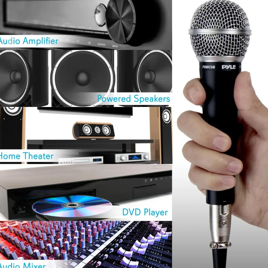 Dynamic Handheld Microphone - High Output, Zinc Alloy, Includes 15ft Cable<Pyle New