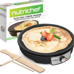Electric Crepe Maker - Quick Cooking, Nonstick 12" Aluminum Griddle<NutriChef Discount