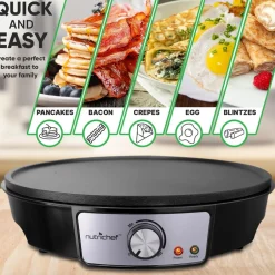 Electric Crepe Maker - Quick Cooking, Nonstick 12" Aluminum Griddle<NutriChef Discount