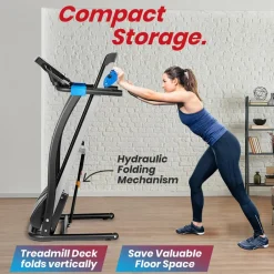 Electric Folding Treadmill, Space-Saving, 1.5 HP, Bluetooth App<SereneLife Outlet