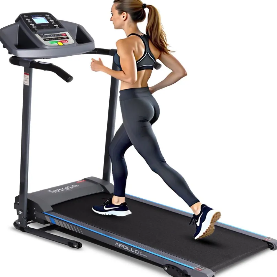 Electric Folding Treadmill, Bluetooth Sync, Manual Incline, Compact Design<SereneLife New